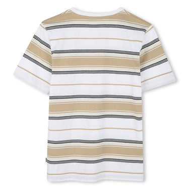 BOSS Playera para niño y adolescente rayada en tonos beige